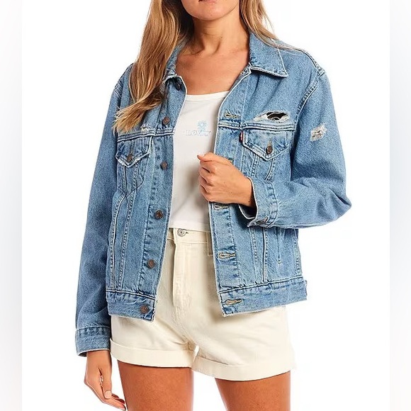 Levi's Jackets & Blazers - Levi's Distressed Ex-Boyfriend Denim Trucker Jacket